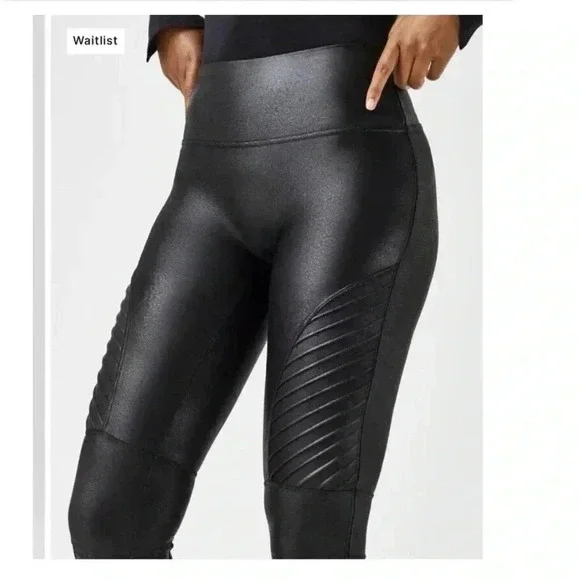 Spanx Faux Leather Moto Leggings in Black Size med - Picture 3 of 8